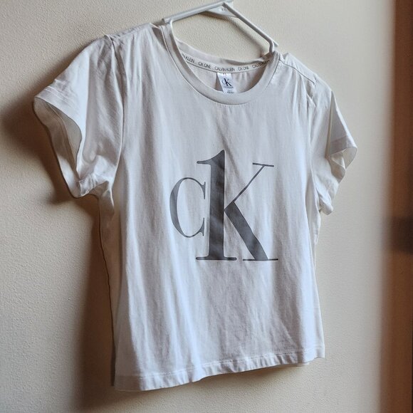 Calvin Klein White Cropped Logo T-Shirt Size Small - Picture 3 of 12